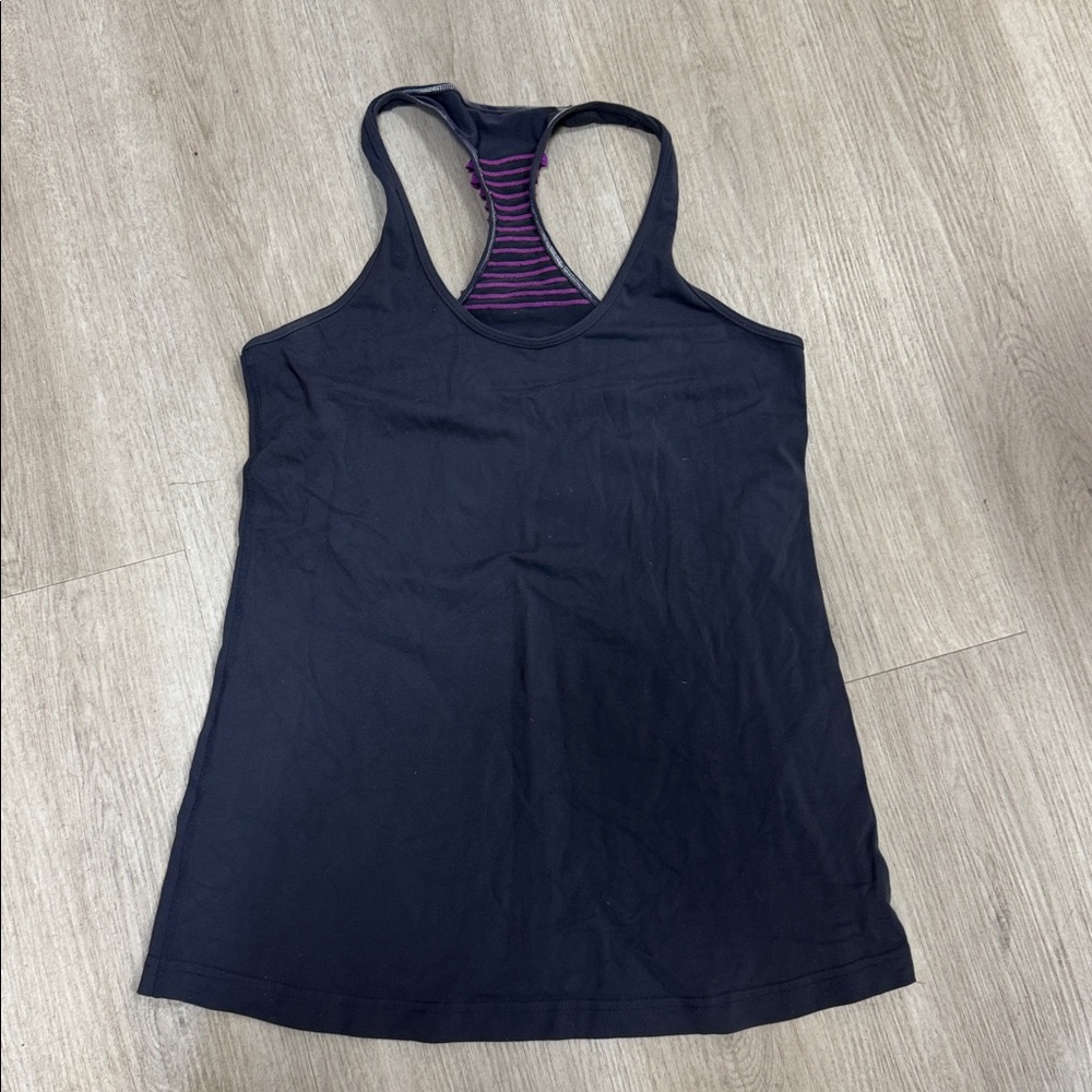 Lululemon vintage gray Racerback Tank Top w/ purple ruffle